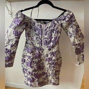 Missguided Embroidered Jacquard Bardot Mini Dress